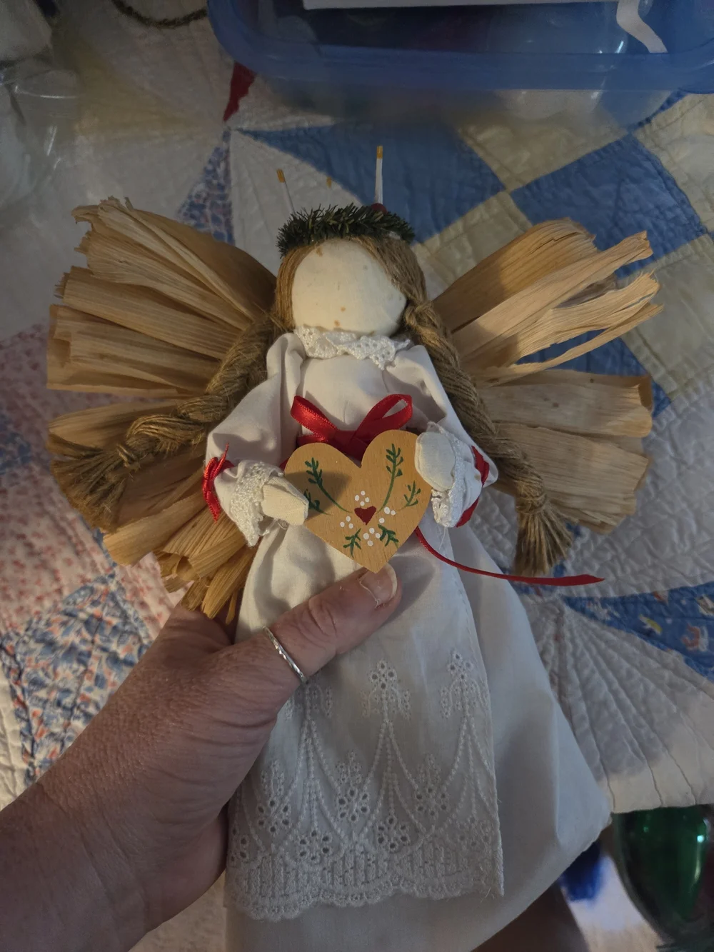 Vintage handmade tree topper winter solstice decor holiday candle crown nordic